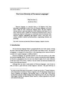 Asia / Austronesian languages / Languages of Southeast Asia / Pazeh language / Paul Jen-kuei Li / Favorlang language / Taiwan / Austronesian peoples / Verb–subject–object / Formosan languages / Languages of Asia / Languages of Taiwan