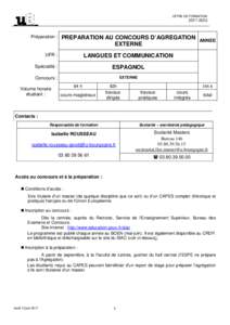 Fiche Préparation concours Agregation EXTERNE Espagnol