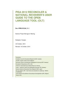 PISA 2012 RECONCILER & NATIONAL REVIEWER’S USER GUIDE TO THE OPEN LANGUAGE TOOL (OLT) Doc: NPM(1010)4d_V1.1