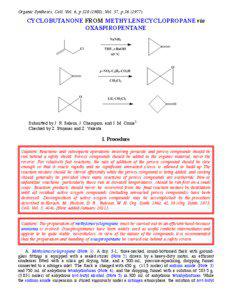 Organic Syntheses, Coll. Vol. 6, p[removed]); Vol. 57, p[removed]CYCLOBUTANONE FROM METHYLENECYCLOPROPANE via