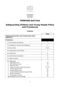 Llanrhystud Ceredigion SY23 5AY PENRHOS Golf Club Safeguarding Children and Young People Policy