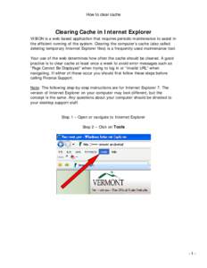 Clearing Cache in Internet Explorer