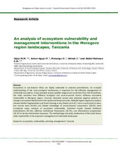 Mongabay.com Open Access Journal - Tropical Conservation Science Vol.8 (3): , 2015  Research Article An analysis of ecosystem vulnerability and management interventions in the Morogoro