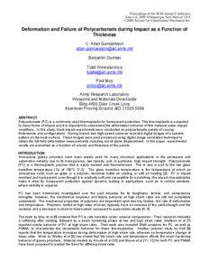 Deformation and Failure of Polycarbonate During Impact as a Function of Thickness