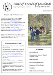 News of Friends of Grasslands Supporting native grassy ecosystems January-February 2013 ISSN[removed]
