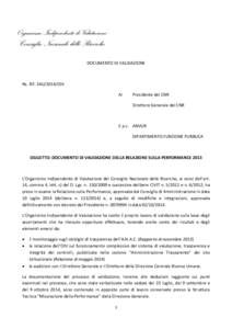 Organismo Indipendente di Valutazione  Consiglio Nazionale delle Ricerche DOCUMENTO DI VALIDAZIONE  Ns. Rif. 24U/2014/OIV