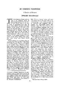 BY COZZENS POSSESSED A Review of Reviews DWIGHT MACDONALD