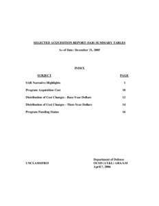 SAR Summary Tables (As of December 31, 2005)