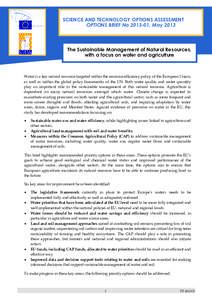 The sustainable management of natural resources  SCIENCE AND TECHNOLOGY OPTIONS ASSESSMENT OPTIONS BRIEF No[removed], May[removed]The Sustainable Management of Natural Resources,