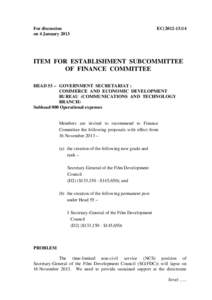 For discussion on 4 January 2013 EC[removed]ITEM FOR ESTABLISHMENT SUBCOMMITTEE