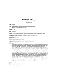 Package ‘aLFQ’ July 2, 2014 Type Package Title An R-package for estimating absolute protein quantities from label-free LC-MS/MS proteomics data Version 1.3.1