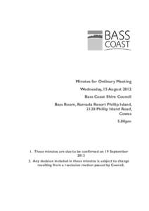 Minutes of Ordinary Meeting - 15 August 2012