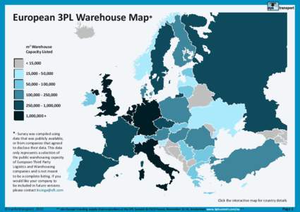 European 3PL Warehouse Map* m2 Warehouse Capacity Listed < 15,000 15,[removed],000 50,[removed],000