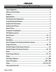 Table of Contents Acknowledgements...................................................................................................... 4 Officers and Committees..........................................................