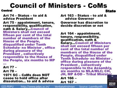 Council of Ministers - CoMs  State Central