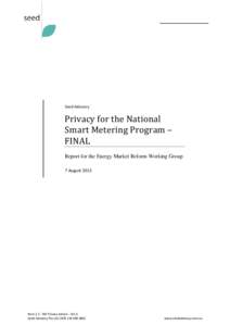 Privacy for the National Smart Metering Program – FINAL
