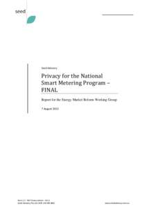 Electric power distribution / Technology / Electric power / Smart grid / Smart meter / Internet privacy / Privacy policy / Direct marketing / Information privacy / Energy / Ethics / Privacy