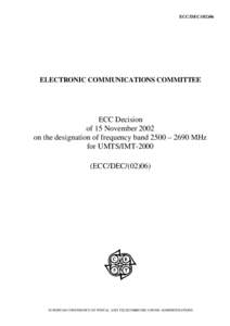 ECC/DEC[removed]ELECTRONIC COMMUNICATIONS COMMITTEE ECC Decision of 15 November 2002