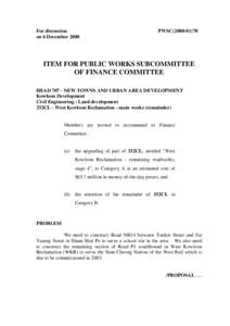 For discussion on 6 December 2000 PWSC[removed]ITEM FOR PUBLIC WORKS SUBCOMMITTEE