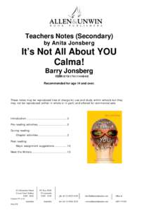 B O O K  P U B L I S H E R S Teachers Notes (Secondary) by Anita Jonsberg