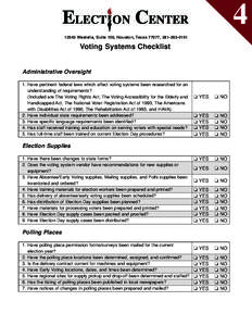 [removed]Westella, Suite 100, Houston, Texas 77077, [removed]Voting Systems Checklist