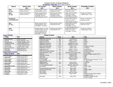 Academic term / Calendars / School holiday