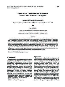 Journal of the Meteorological Society of Japan, Vol. 91, No. 3, pp. 257̶272, 2013 DOI:jmsjAnalysis of Rain Classifications over the Tropics by