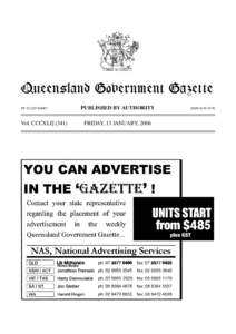 QueenslandGovernment Government Gazette Queensland Gazette PUBLISHED BY AUTHORITY