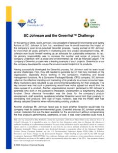 SC Johnson and the Greenlist Challenge