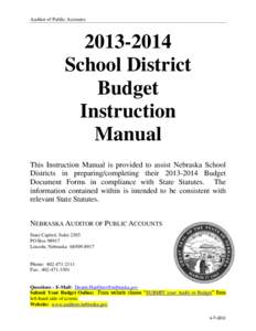 Auditor of Public Accounts[removed]School District Budget Instruction