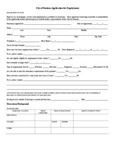City of Denison Application for Employment  PLEASE PRINT OR TYPE 