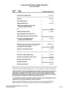 Fiscal Year 2012 Career Ladder Calculation A.R.S. § [removed]Entity ID: CTD: