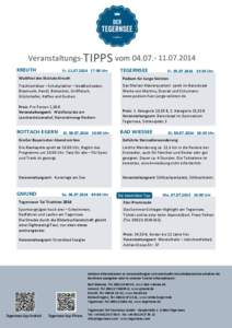 Veranstaltungs-TIPPS vom[removed]2014 KREUTH Fr[removed] · 17:00 Uhr  TEGERNSEE