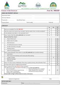 “WBC STRATEGIC ALLIANCE PARTNERS - WORKING FOR OUR COMMUNITIES”  Change of Use Checklist 