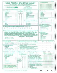 Form 191  Core Alcohol and Drug Survey For use by two- and four-year institutions Core Institute Student Health Programs
