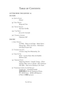 Table of Contents LETTER FROM THE EDITOR / iii FICTION 10 / Jenna Evans Kitsune 45 / Eric Perley