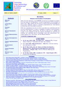 Forecasting Urban Meteorology Air Pollution and Population FP5, Environment & Sustainable Development: Key Action 4 Exposure