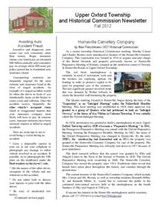 Upper Oxford Township and Historical Commission Newsletter Fall 2012 Avoiding Auto Accident Fraud