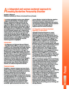 A  n integrated and woman-centered approach to treating Borderline Personality Disorder  Jennifer A. Boisvert 1