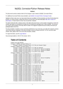 MySQL Connector/Python Release Notes