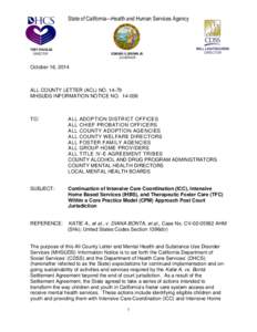 State of California—Health and Human Services Agency  TOBY DOUGLAS DIRECTOR  EDMUND G. BROWN JR.