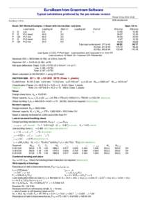 EuroBeam from Greentram Software Typical calculations produced by the pre-release version Printed 15 Apr[removed]:28 SCIExamples.eub  EuroBeam 1.00x 0