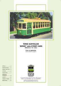 THREE AUSTRALIAN ‘BIRNEY’ style STREET CARS (Melbourne “X1” class) Price on application  (other options on page 6)