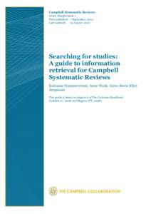 Campbell Systematic Reviews 2010: Supplement 1 First published: 7 September, 2010 Last updated: 19 August, 2010