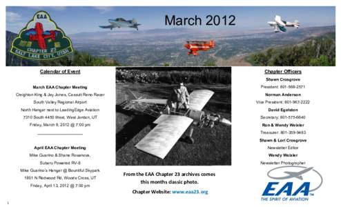 MarchCalendar of Event Chapter Officers Shawn Crosgrove