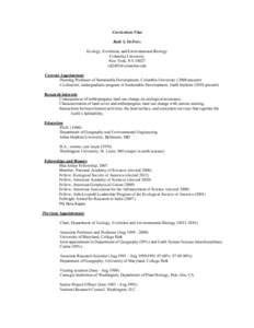 Curriculum Vitae Ruth S. DeFries Ecology, Evolution, and Environmental Biology Columbia University New York, NY[removed]removed]