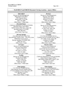 Draft DRECP and EIR/EIS Document Viewing Locations – Agency Offices