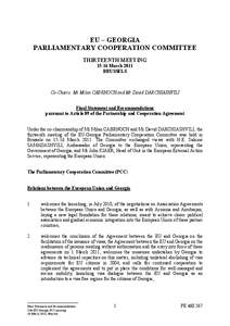 EU – GEORGIA PARLIAMENTARY COOPERATION COMMITTEE THIRTEENTH MEETING