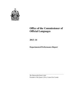 Office of the Commissioner of Official Languages 2013–14  Departmental Performance Report