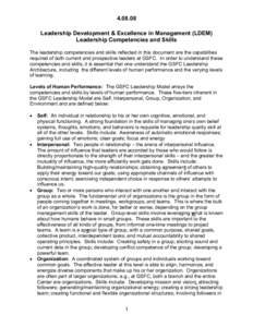 [removed]Leadership Development & Excellence in Management (LDEM) Leadership Competencies and Skills The leadership competencies and skills reflected in this document are the capabilities required of both current and pros